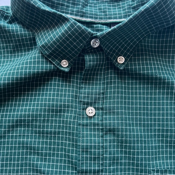 Van Heusen Green Checkered Short Sleeve Button Down Shirt - Picture 8 of 11